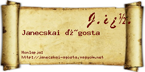 Janecskai Ágosta névjegykártya